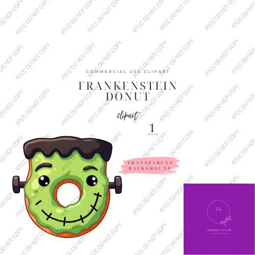 Frankenstein Donut Clip Art | Cute Halloween PNG | Spooky Kawaii Donut Digital Download | Halloween Sticker Sublimation Graphic