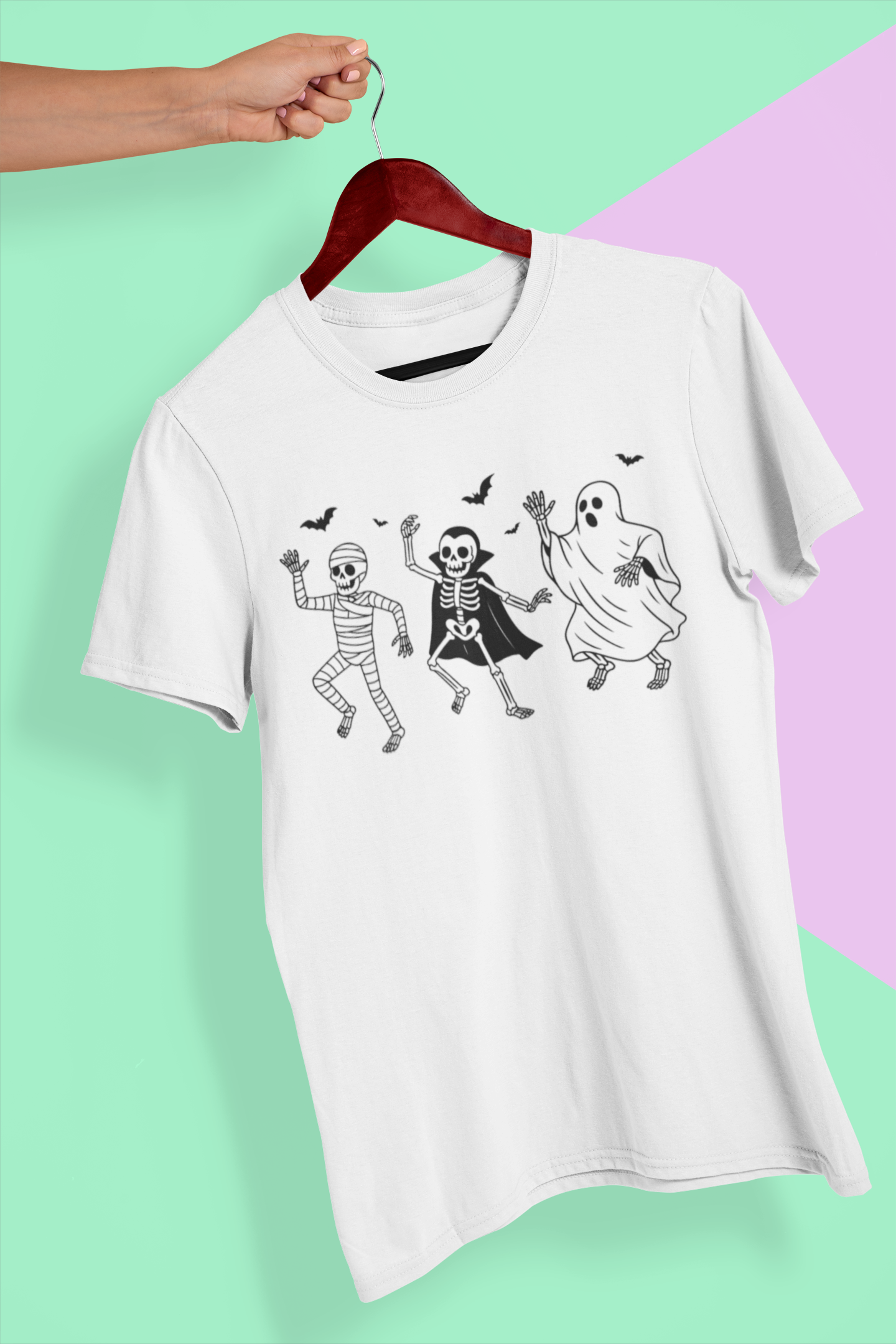 Dancing Skeleton Trio Halloween Adult T-Shirt