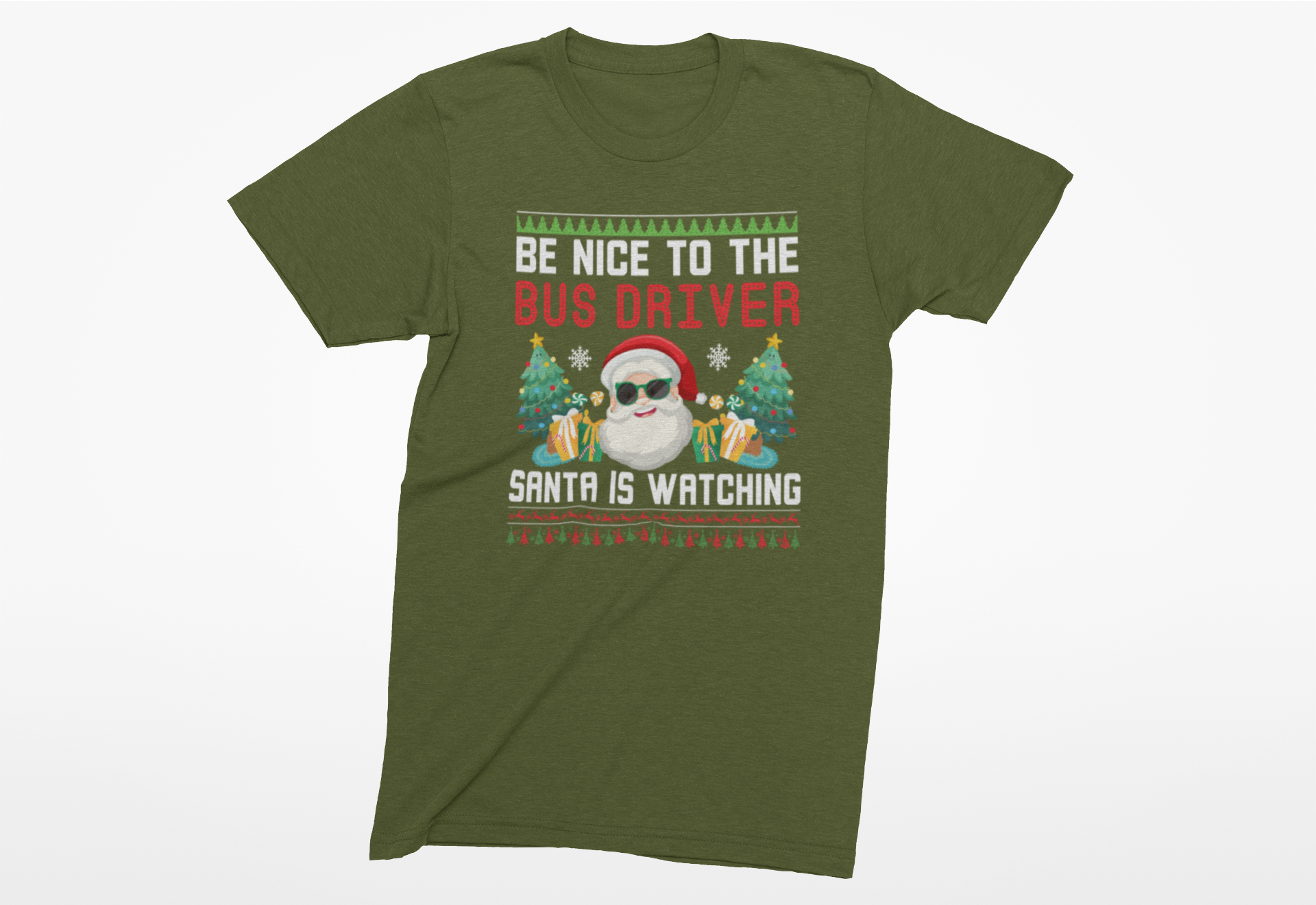 Be Nice to the Bus Driver Christmas Adult T-Shirt