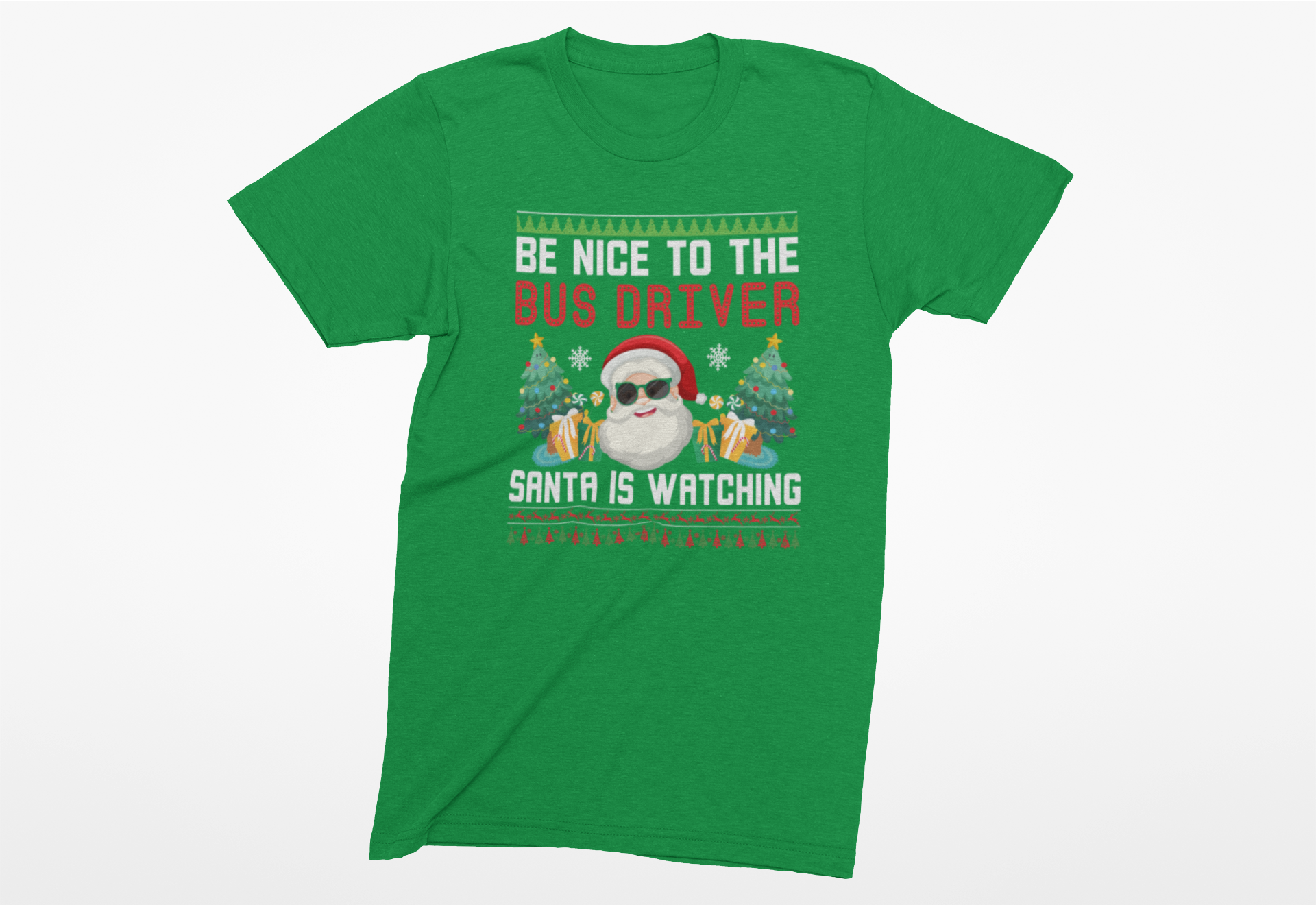 Be Nice to the Bus Driver Christmas Adult T-Shirt